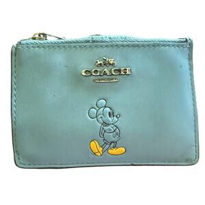 Coach X Disney Blue Leather ID Card Coin Wallet